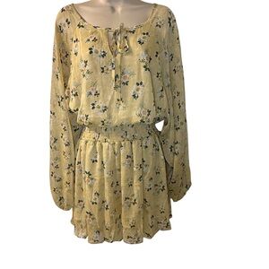 Easel Floral Long Sleeve Dress in Yellow